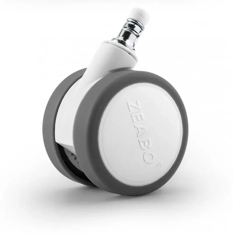 5 Pcs 2.5-inch Silent Swivel Universal Caster With White Rubber Wheels And Screw Mount For Furniture And Office Chairs