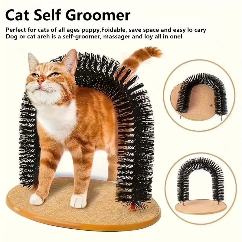 Cepillo de Repuesto para Gatos con Peine Arqueado y Masajeador Desmontable para Eliminar el Pelo, Regalo para el Cuidado de Gatos de Interior