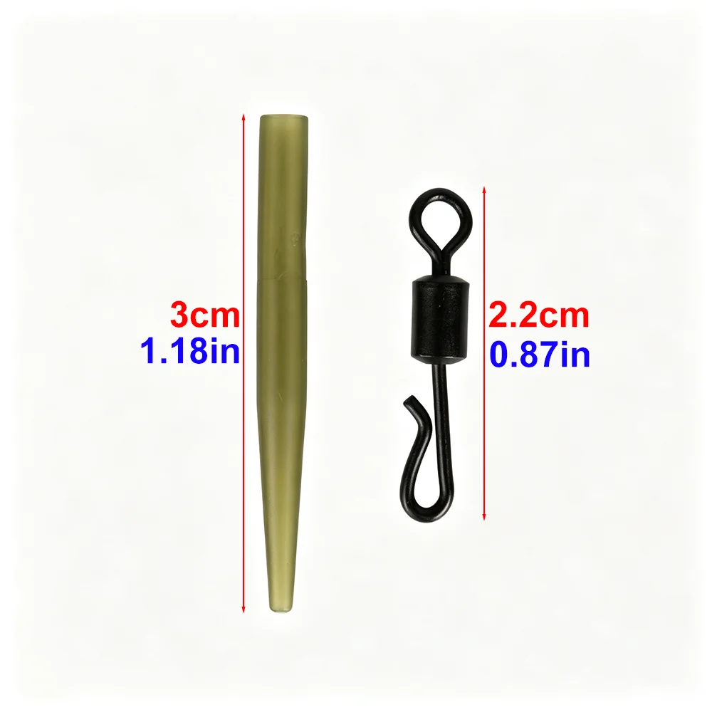 Hirisi Carp Fishing Anti Tangle Rubber Sleeves Stainless Steel Quick Change Swivels Set Carp Rig Link Connector For Hair Rig