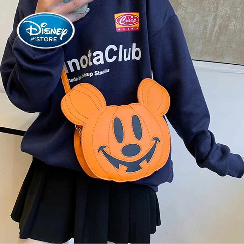 

Disney Mickey Halloween Pumpkin Shoulder Bag Creative Personalized Christmas Pumpkin Funny Women Bag PU Crossbody Backpack