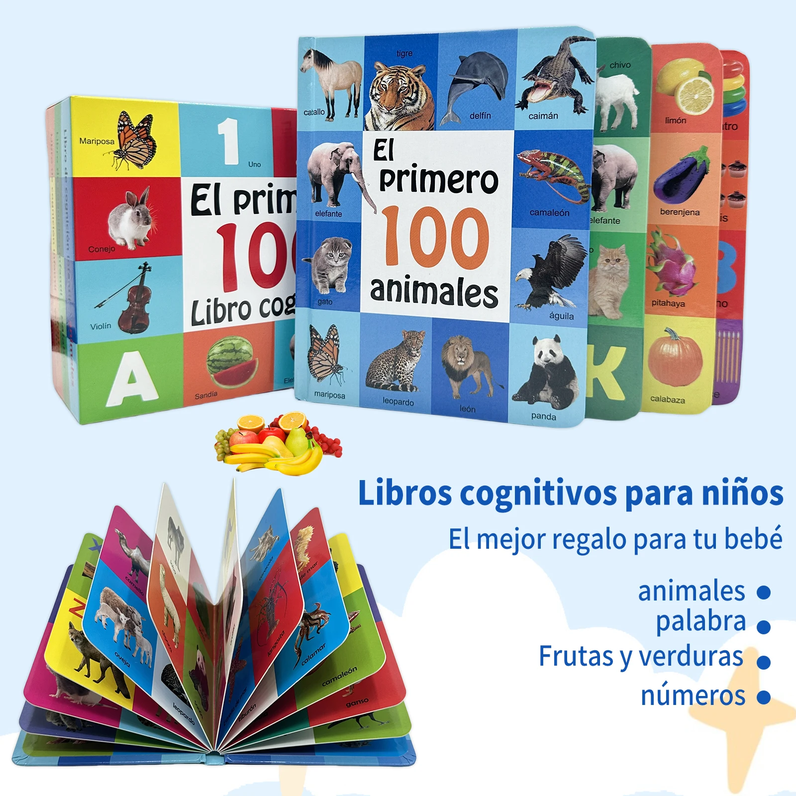 

Spanish Series Baby Cognitive Book Learning Spanish Manga Anime Book Pattern Early Education Interactive Book Educational Gift