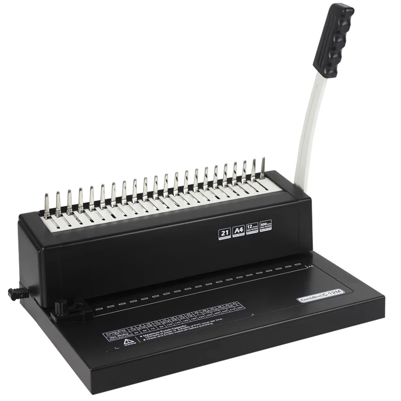 

WDC12M Rubber Ring Binding Book Machine 21 Holes Comb Book Binding Machine For Office