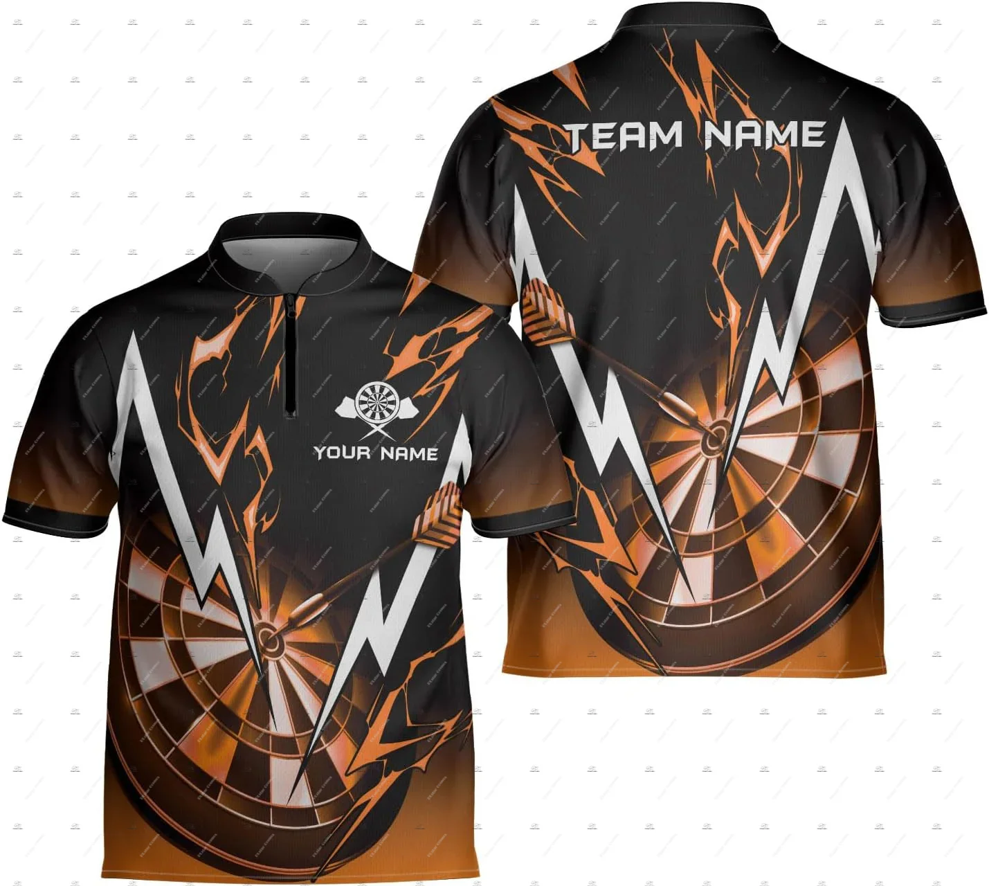 Custom Name Mesh Breathable Darts Skull Flame Graffiti Vintage 3DPrint Harajuku Summer Short Sleeve Zipper Polo Jersey Shirts A9