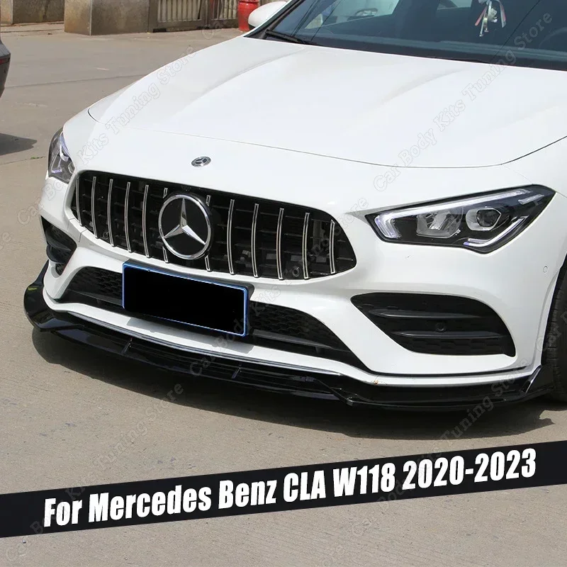 Front Bumper Lip Splitter Diffuser Body Kits Spoiler for Mercedes CLA W118 C118 X118 W118 CLA35/AMG-line 2020-2023 Pre-Facelift
