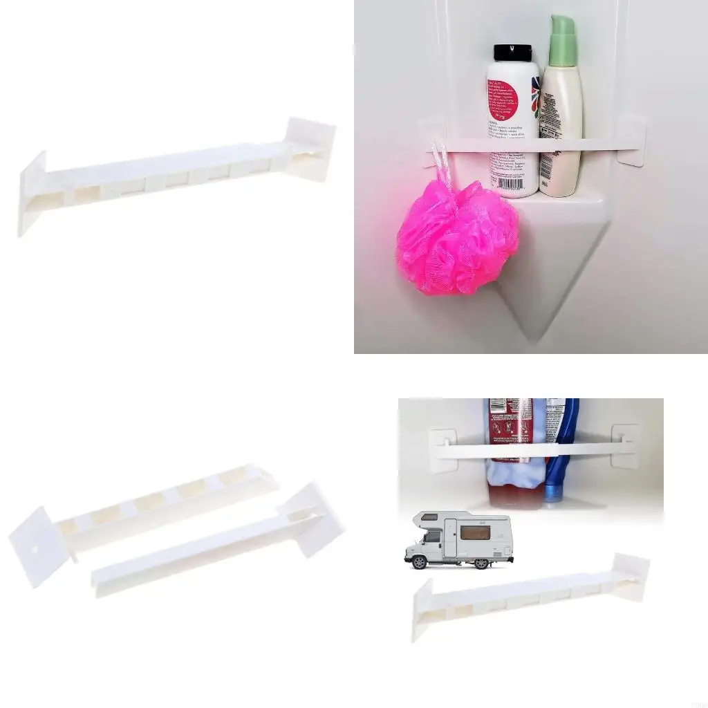 RVs Shower Corner Shelves Storage Bar Trailer Corner Shower Shelf Rod Hooks for Securing Toiletries New