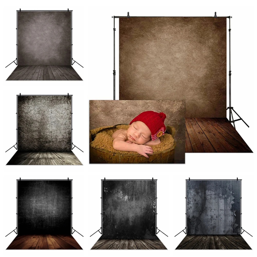 Gradient Texture Wall with Wooden Floor Photography Backdrop Abstract Newborn Baby Portrait Photo Background Photo Studio Props