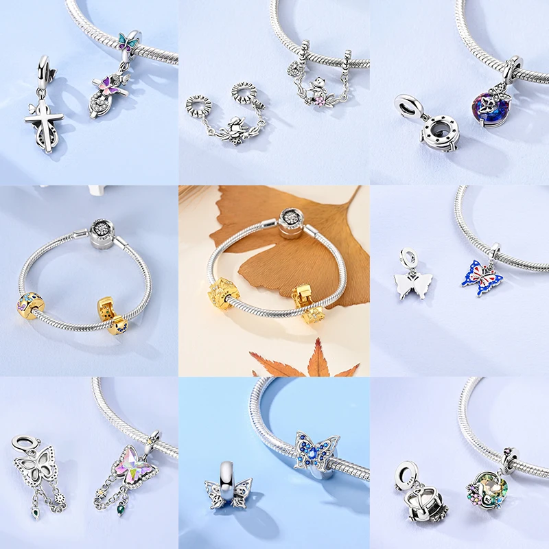 Schmetterlingsanhänger 925 Sterling Silber Rosa Blau Regenbogen Perlenanhänger Passend für Europäische Armbänder DIY Schmuck Geschenk für Frauen und Mädchen 2026 – Detail 8