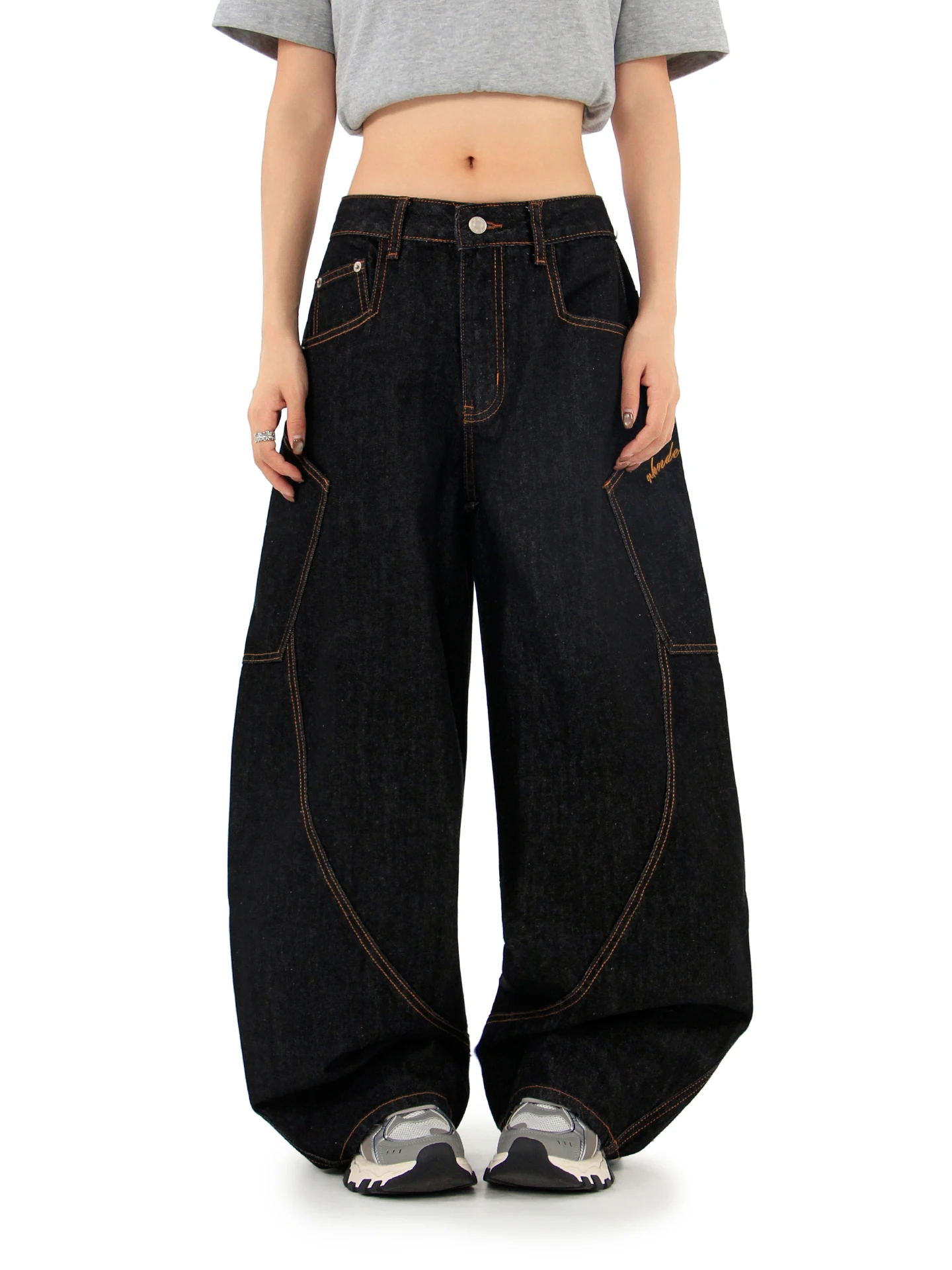 

Джинсы Hygge Chen Deconstructed Wide Leg с большими карманами, в американском ретро-стиле, универсальные, из хлопкового денима, для уличного стиля