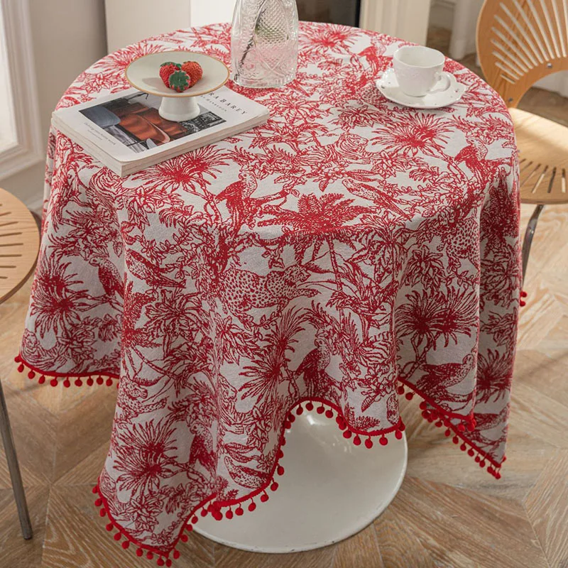 American Plant Jacquard Thick Tablecloth Dust-Proof Wear-Resistant Table Cover for Dining Pet Friendly Rectangular Table Cloth