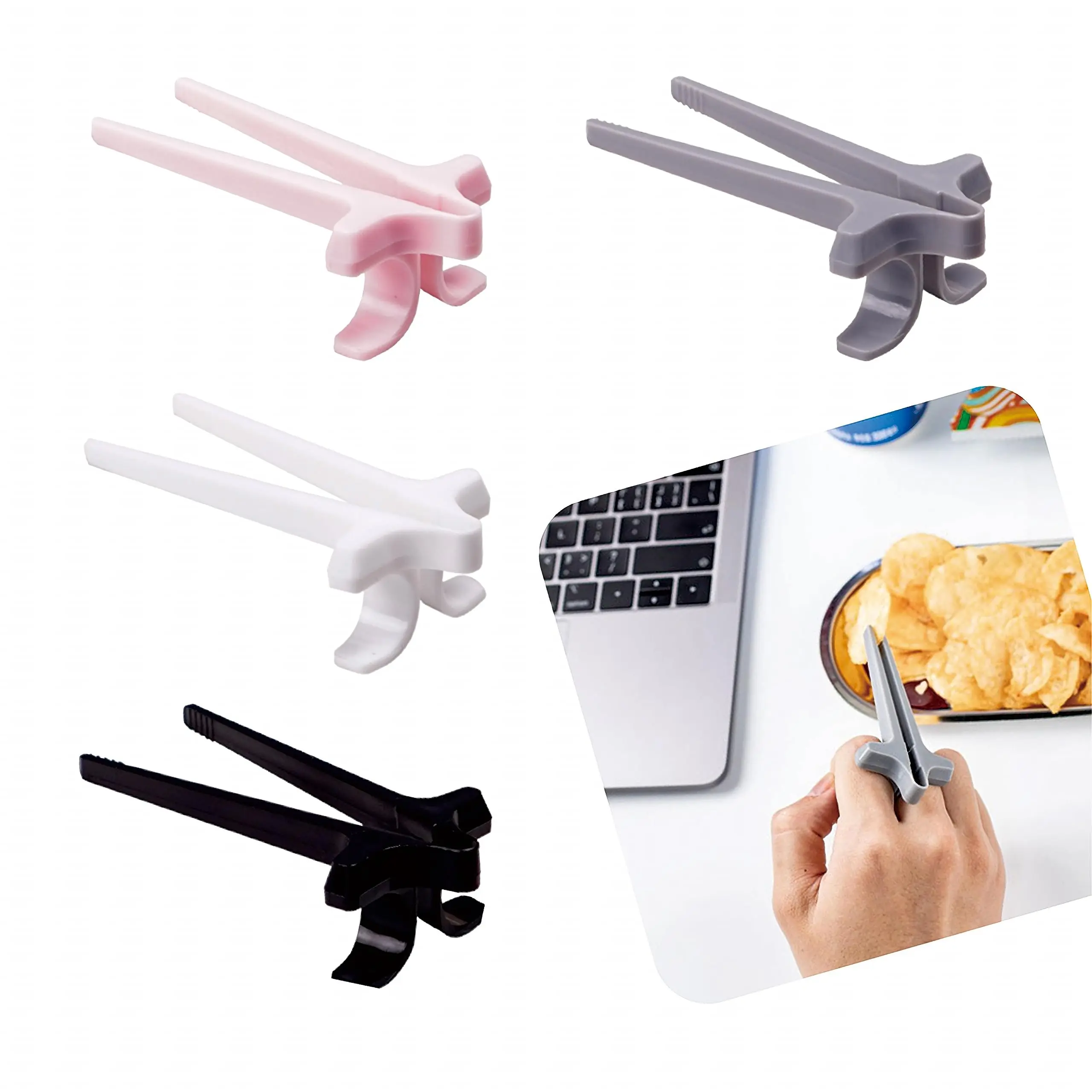 New Finger Chopsticks Lazy Assistant Chopsticks Pick Up Snacks Not Dirty Hands Chopsticks Finger Ring Play Game Lazy Artifact