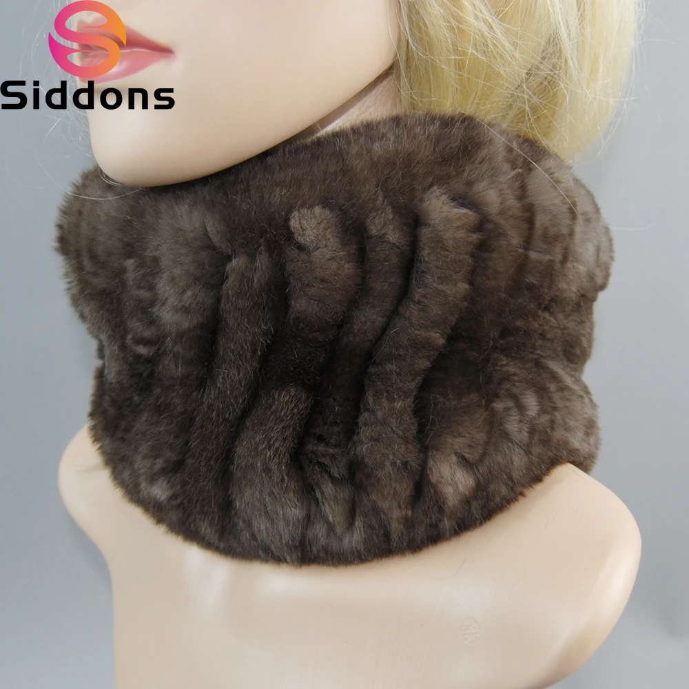 Girls Natural Fur Ring Cowl Snood Scarves Winter Women Real Fur Handmade Stretch Fur Scarf Knit Genuine Rex Rabbit Fur Headbands