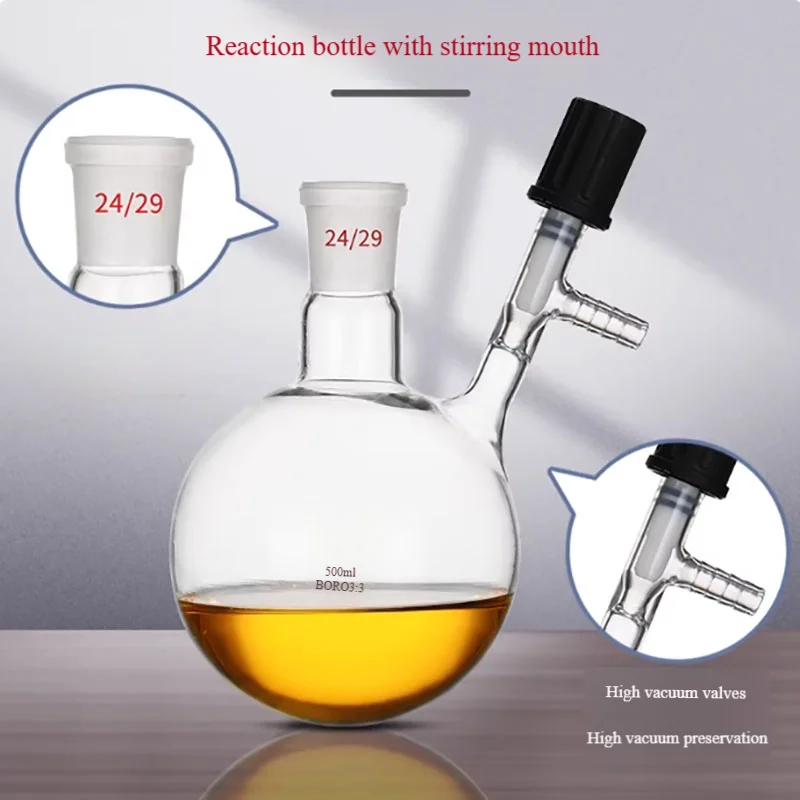 Screw ball bottle oxygen-free anhydrous reaction bottle tetrafluoride piston high vacuum valve vacuum reaction bottle