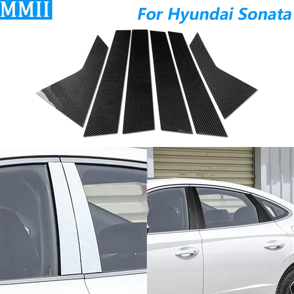 

For Hyundai Sonata 2020 2021 2022 2023 Carbon Fiber External Door B-pillar Panel Cover Trim Car Accessories Decoration Sticker