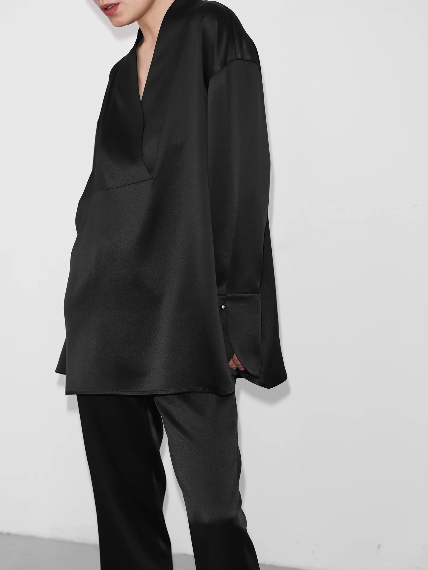 

JUZININE Original Design Heavyweight Silk Shirt Silk 30 Momme Shantung Lazy Style Loose Top Women's Fashion