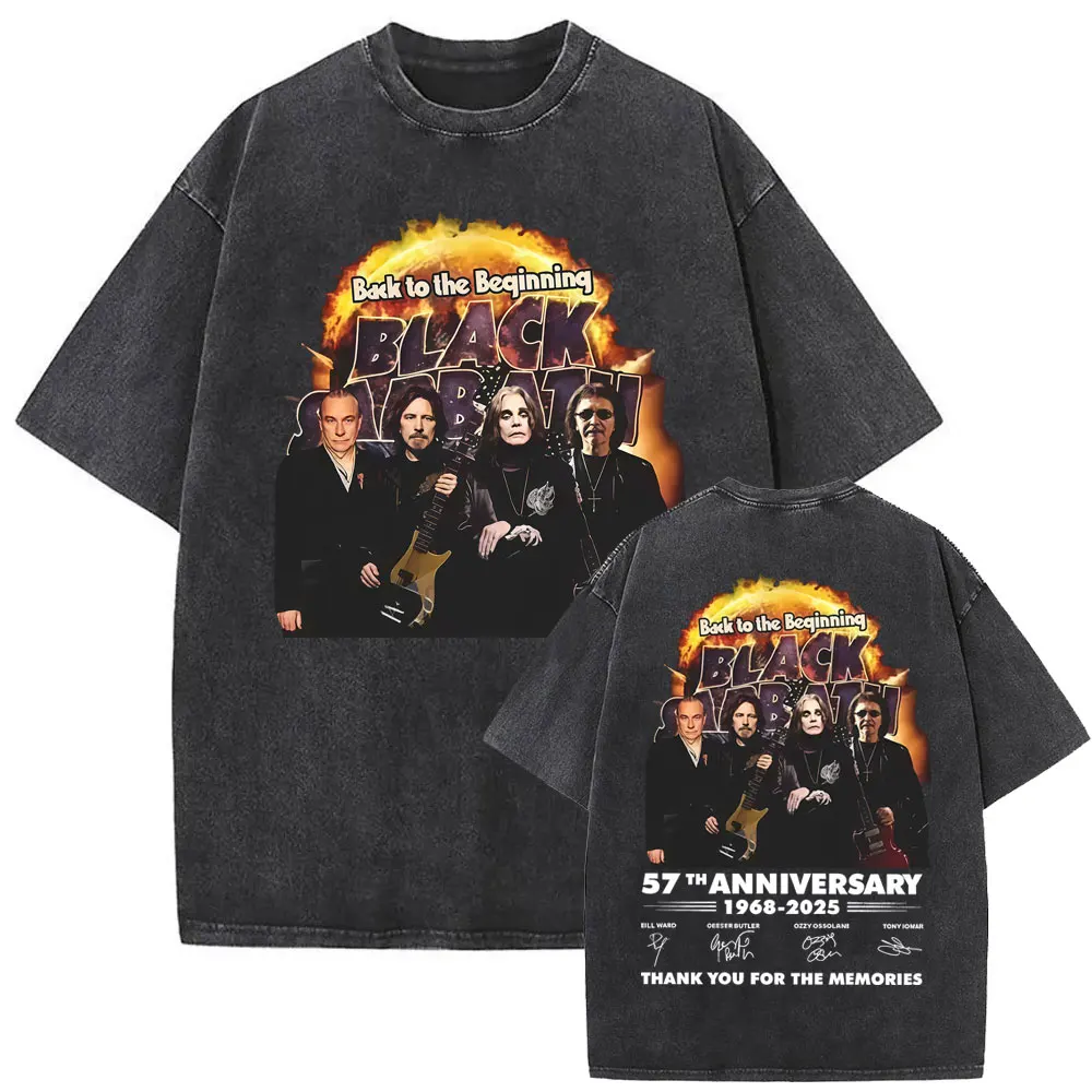 

Rock Band Black Sabbath Ozzy Osbourne Back To The Beginning Thank You for The Memories Washed T-shirt Men Heavy Metal T Shirts