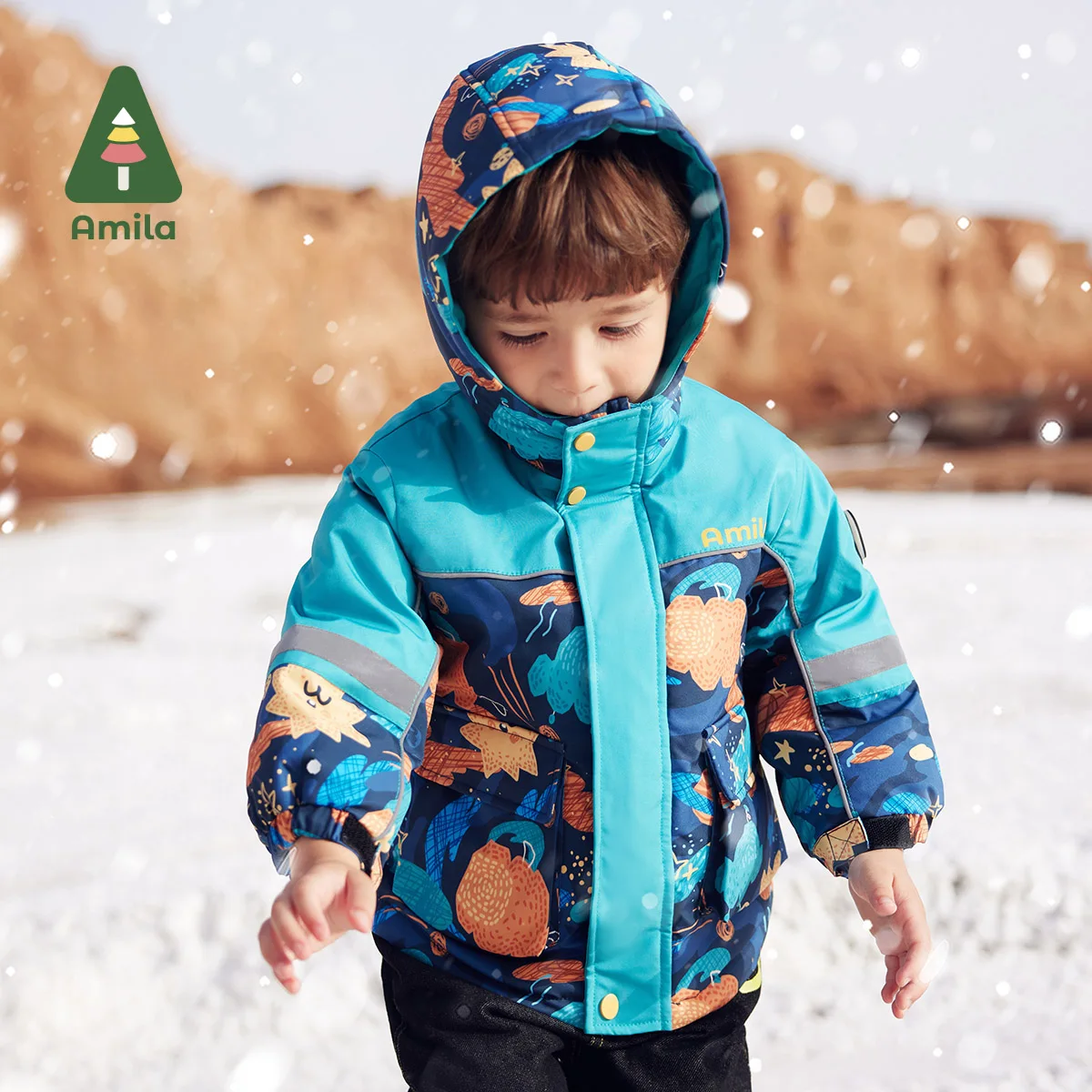 Amila Baby Children Coat 2024 Winter New Multicolour Hooded Cosy Fashion Warm Toddler Outerwear  Baby Clothing