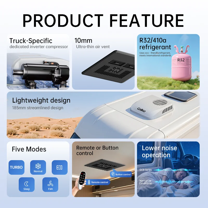 Colku GCB25A DC 12V Fast Cooling R32 Refrigerant 2300W Low Power Consumption Truck Air Conditioner