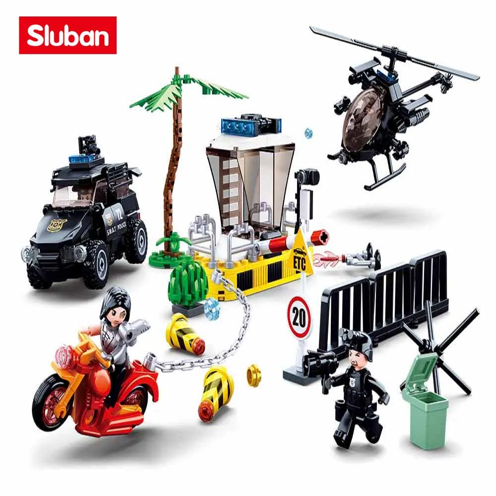 Sluban Building Block Toys City Police B0772 Border Drug Control 373PCS Bricks Police Corps Sets Compatbile With Leading Brands