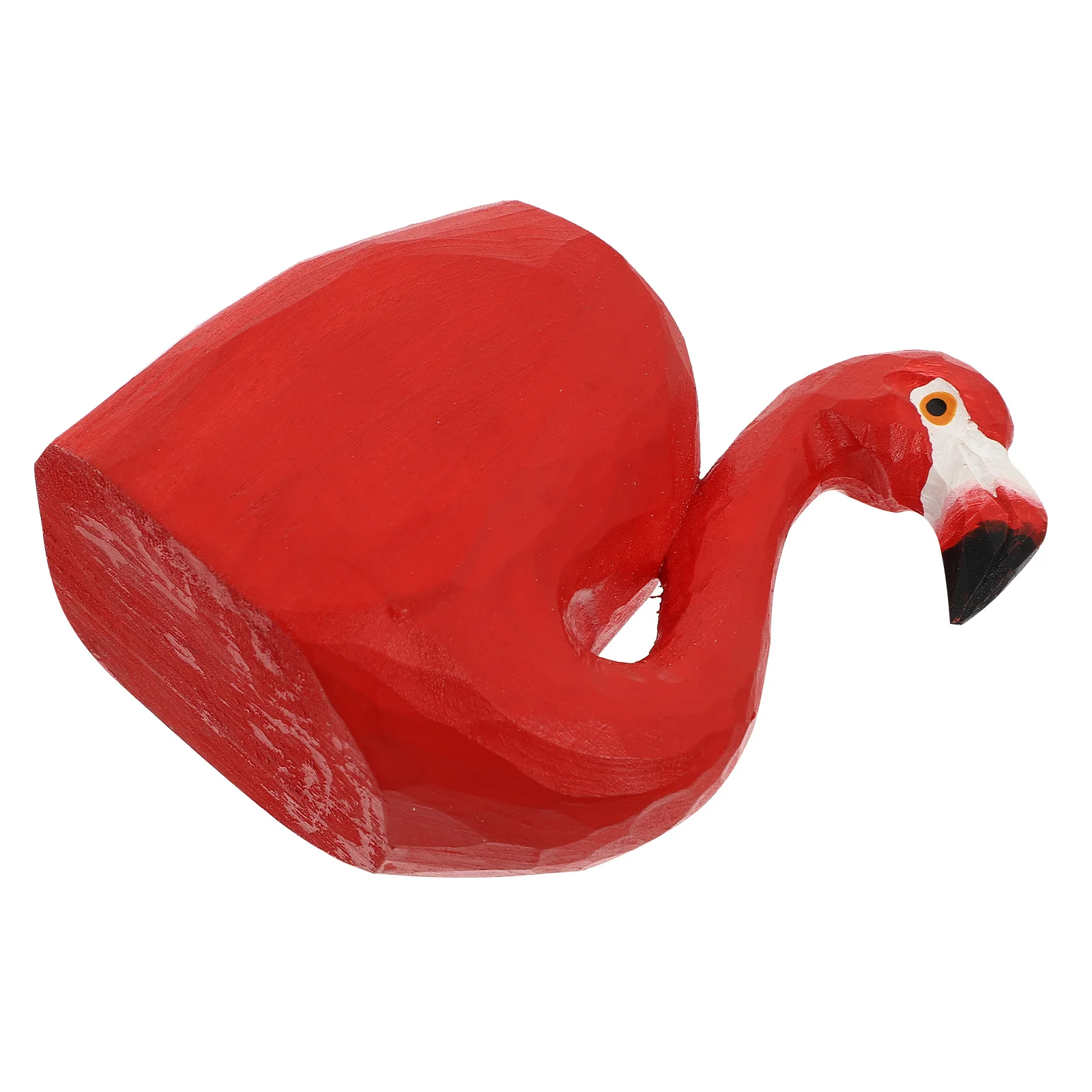 

1 pc Exquisite Flamingo Woodcarving Pen Holder Desktop Ornament Practical Makeup Brush Container Sturdy Wooden Stationery