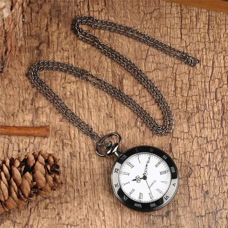 Bronze Style Open Face Roman Number Display Men Women Retro Quartz Analog Pocket Watch Necklace Pendant Chain Timepiece Gifts