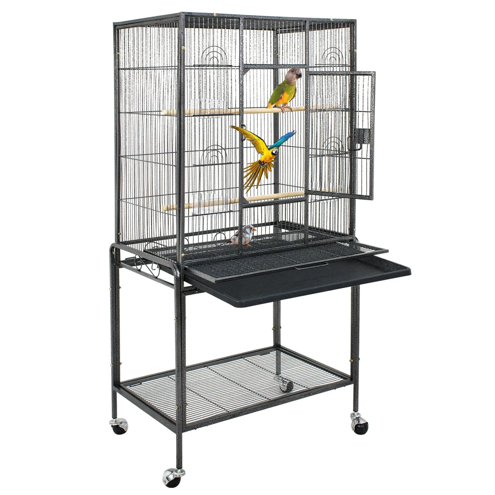 

US 53" Parakeet Bird Cage Pet Parrot Flight Cage for Cockatiels with Rolling Stand