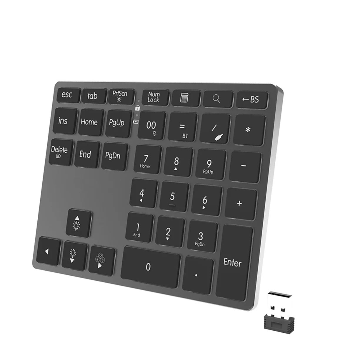 GOB-o35-Key لوحة مفاتيح رقمية بلوتوث من سبائك الألومنيوم قابلة لإعادة الشحن لوحة مفاتيح رقمية لاسلكية لسطح المكتب والكمبيوتر المحمول و