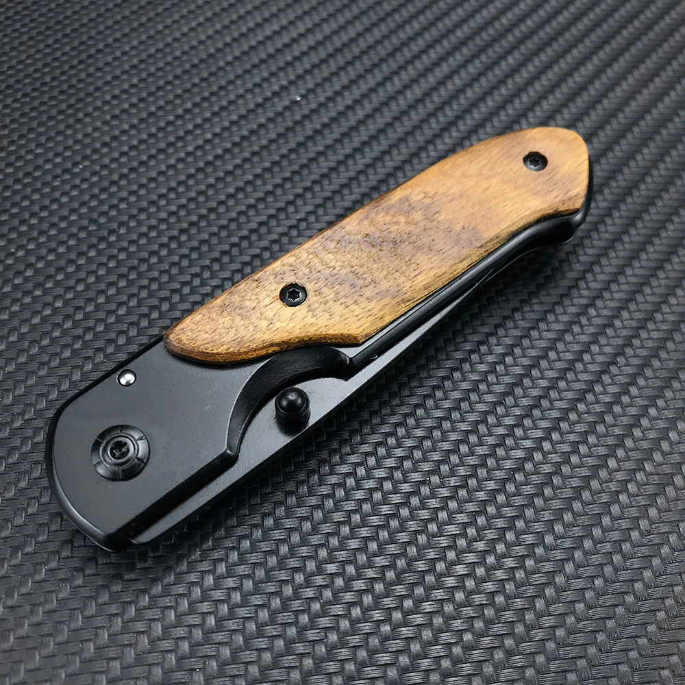 DA44 Outdoor Survival Folding Knife Wood Handle Portable Everyday Carry Hunting Camping Self Defense Knives Sharp Multitools