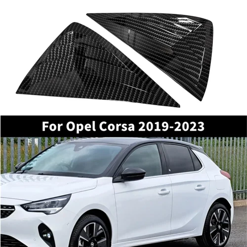 Para Opel Corsa 2019-2023 persiana trasera de coche ventana cubierta de obturador lateral pegatina embellecedora pala de ventilación ABS accesorios negros de fibra de carbono