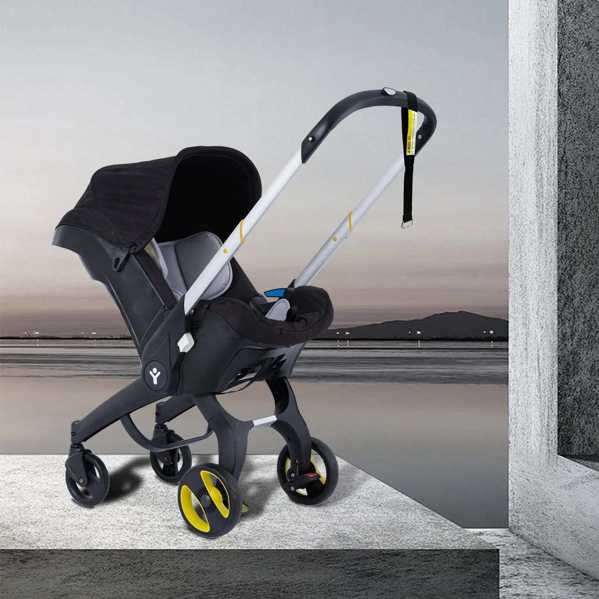 

Baby stroller, Portable and foldable, metal frame, adjustable sunshade roof, two-way station wagon