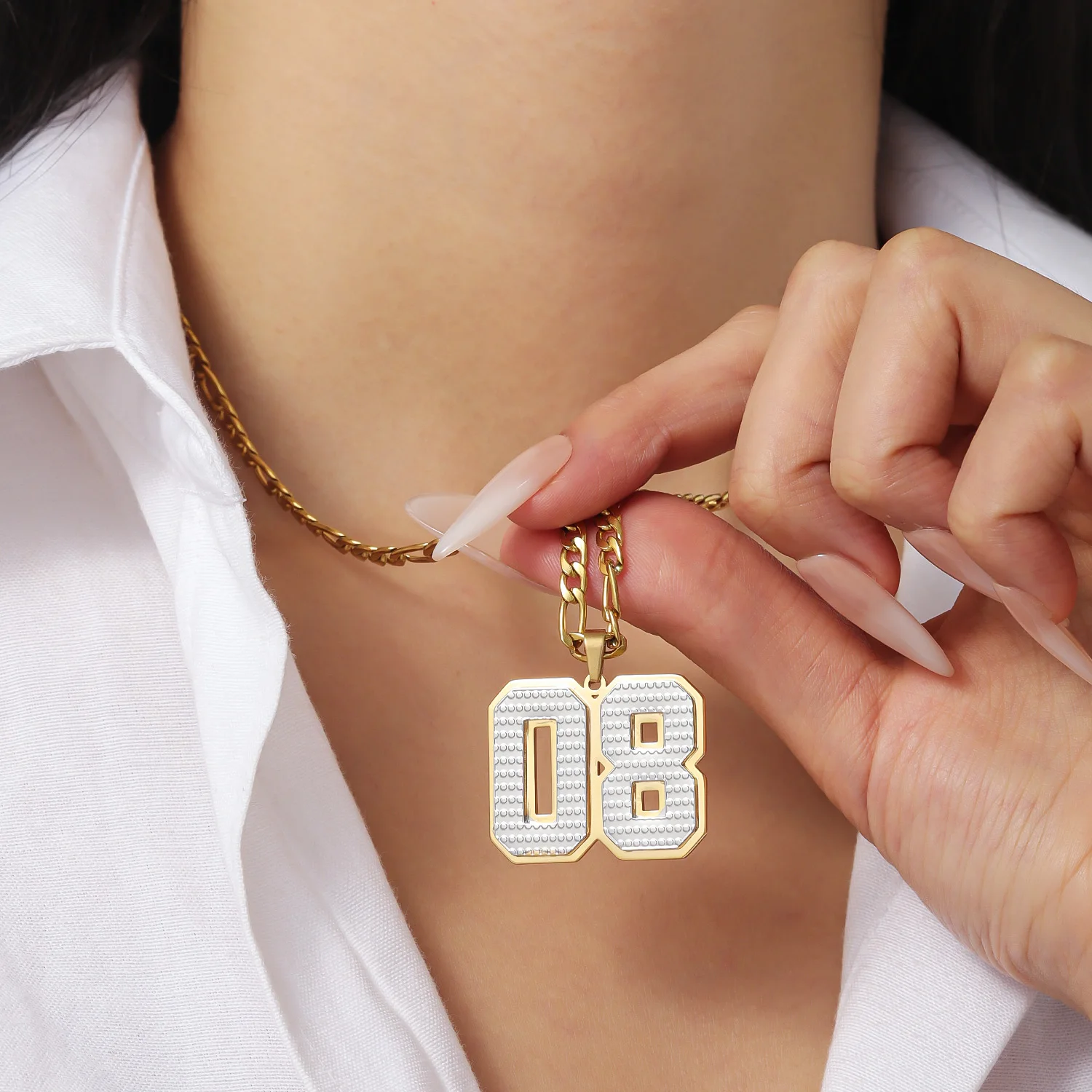 Customized Two-Color Number Necklace Double Layer 1-99 Necklace Personalized 3D Jewelry for Men and Women Gift Unique Necklace