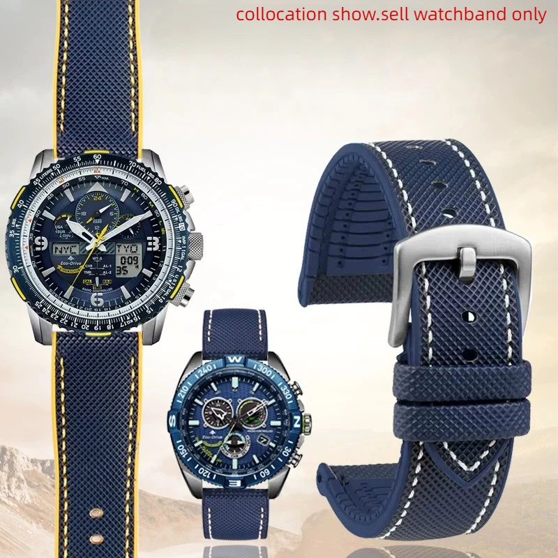 

Ремешок силиконовый для часов Citizen Blue angel second Three generation, 22 дюйма, 23 мм, AT8020 8078 JY8085