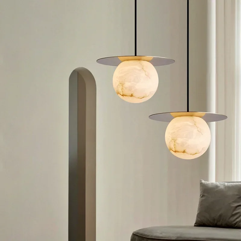 

Modern Simple Marble Ball Pendant Lights Single Head Bedroom Bedsides Restaurant Cafe Homestay Hotel Indoor Lighting Decoration