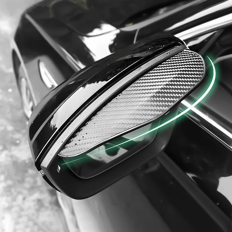 2-Piece Car Rearview Mirror Rain Cover Visor Eyebrows Imitation Carbon Fiber Side Mirror Protector Rain Cover Auto Accessories