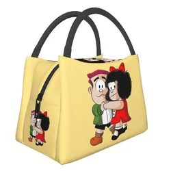 Scatole per il pranzo danzanti Mafalda e Manolito per le donne Quino Cartoon Thermal Cooler Food Insulated Lunch Bag Office Pinic Container