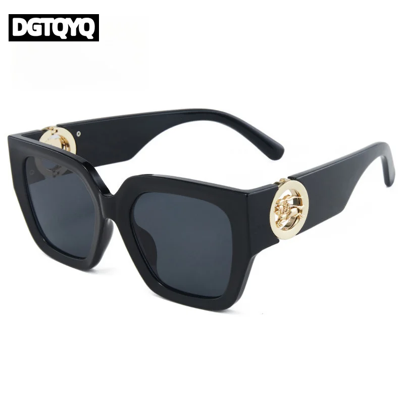 

2026 Luxury Fashion Square-Shaped Personalized Knight Horse Large Frame Sunglasses for Men Women's Street Style Anti-UV Glasses