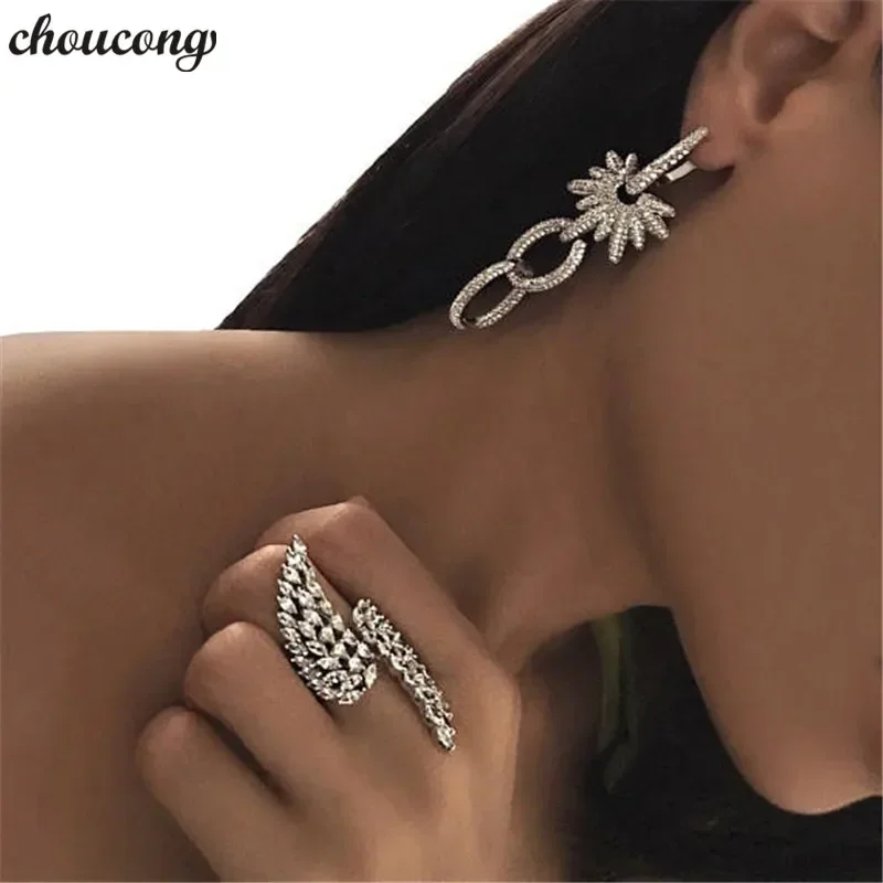 choucong Drop earring Lab diamond White Gold Filled statement Wedding Dangle Earrings for women evening Party jewelry