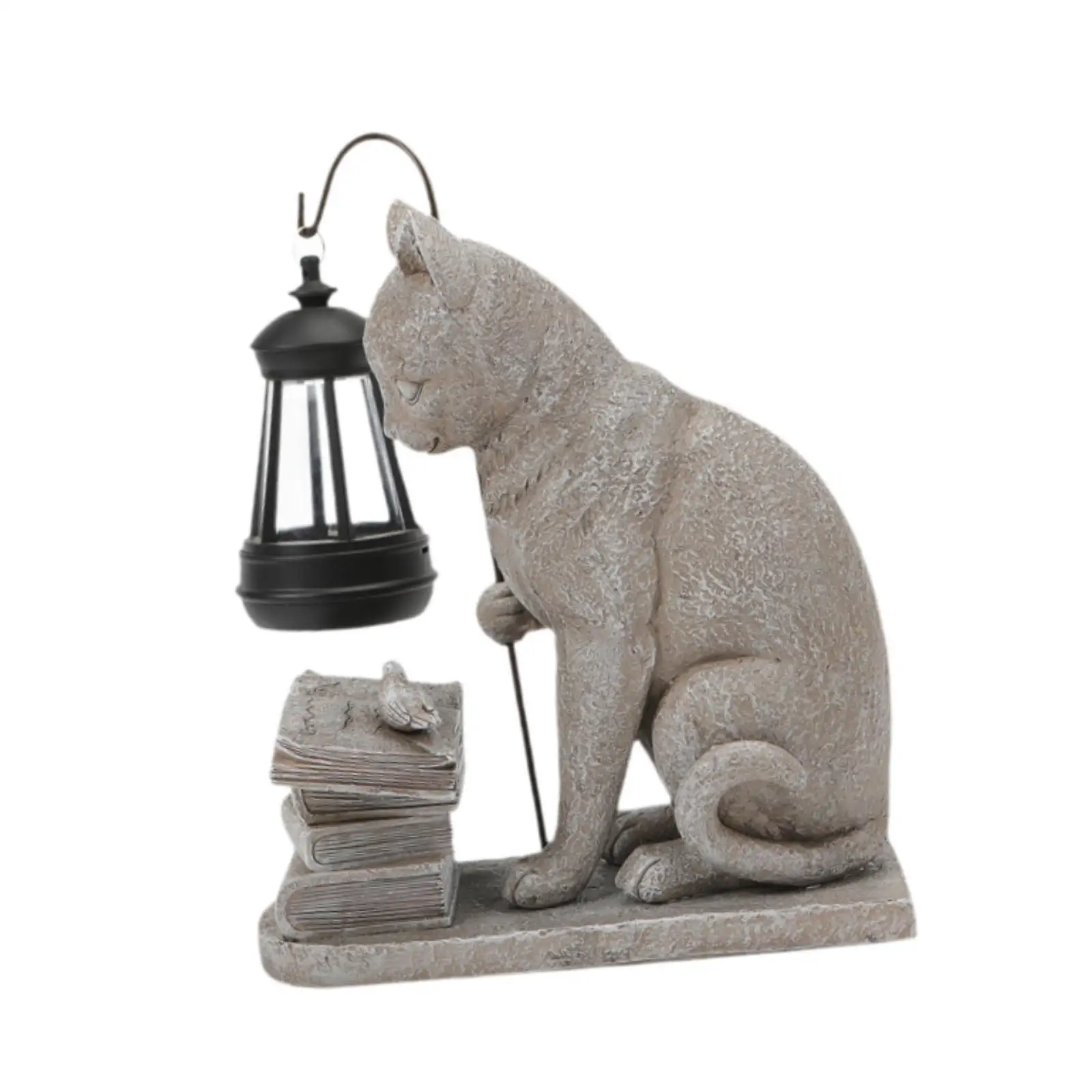 Cat Solar Garden Statue Landscape Lighting Solar Light Display Resin Figurine for Sidewalk Balcony Walkway Outside Decoration