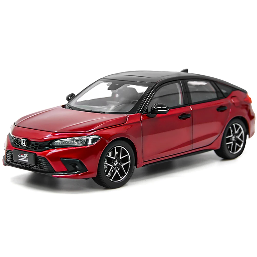 1:18 Scale Honda Civic Hatchback 2023 Car Model Red Color Simulation Miniature Diecast Alloy Vehicle Toy Model Collection Gifts