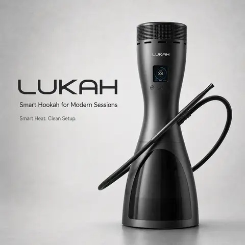 Lukah Professional Portable Electric Hookah Rechargeable LED Light Digital Display Electronic Shisha for Personal Use