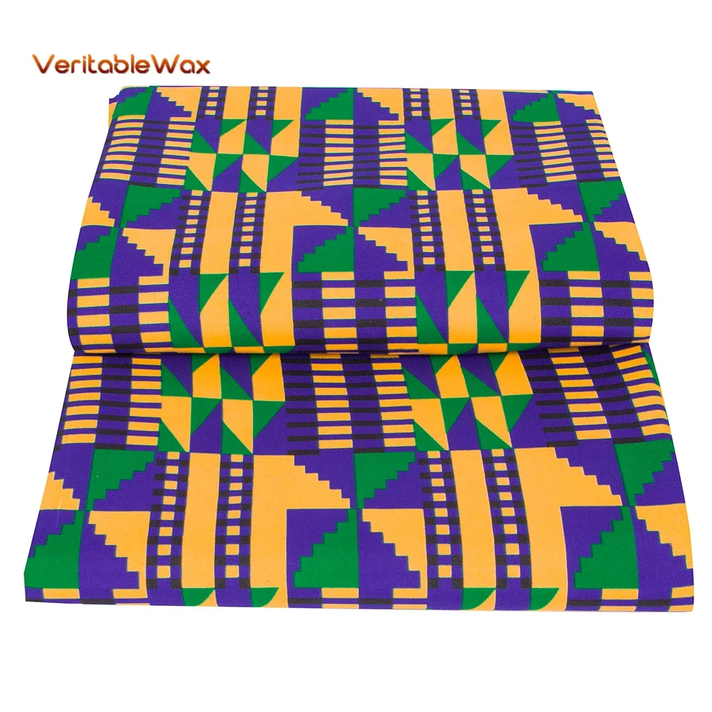 Veritablewax Kente  Africa Ankara Prints Batik Wax Fabric African Dress Craft DIY Sewing Textile Polyester Nigeria Tissu FP6518