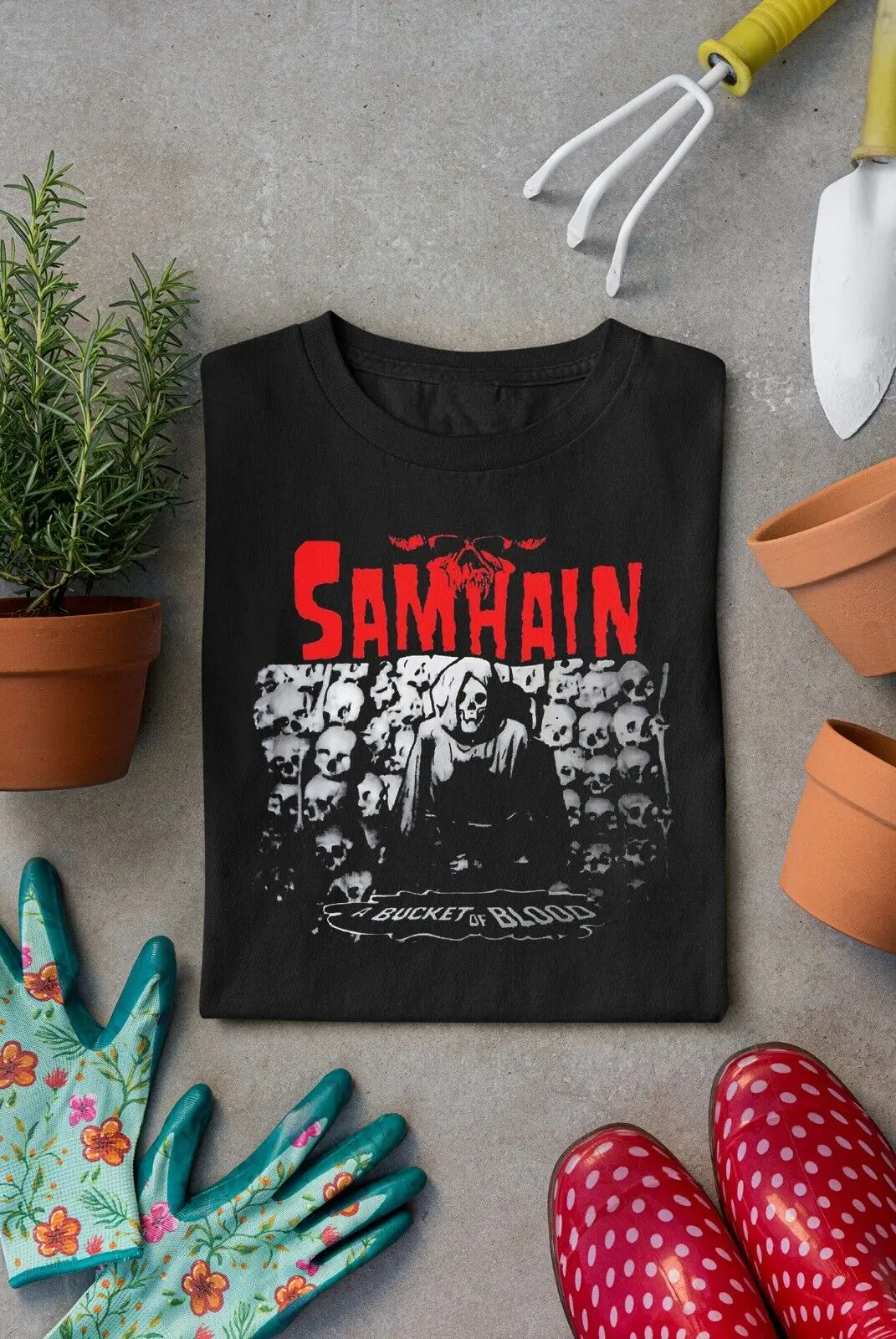 Samhain A Bucket Of Blood Short Sleeve Black T Shirt Unisex Size S-3XL