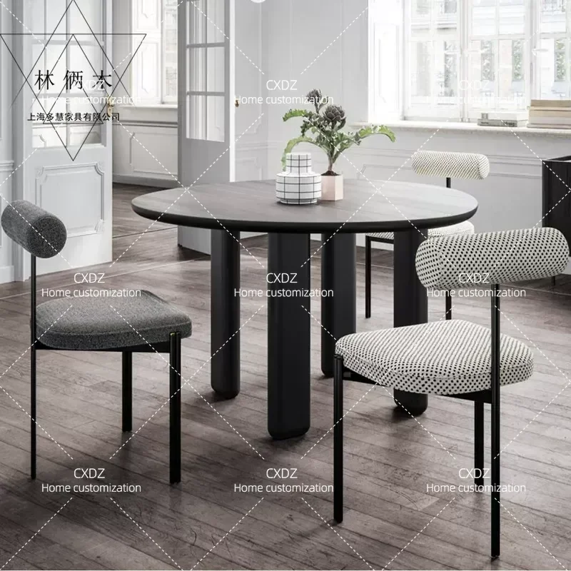Black Oak Rectangular Dining Table Modern Simple Painted Wood Round Conference Negotiation Desk Creative Personality