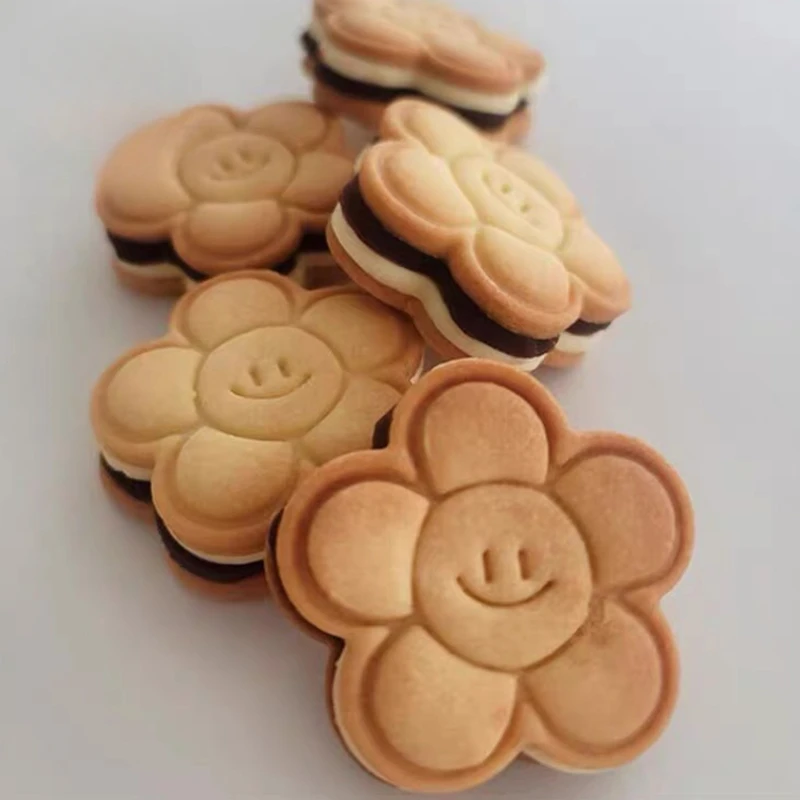 Birthday Cake Shaped Cookie Cutters Smiling Face Flower Pattern Biscuit Embossing Mold Pressable Fondant Stamp Tools