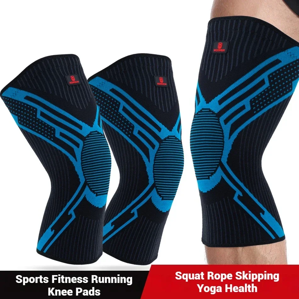 WOSWEIR-Professional Men's & Women's Thin Running Knee Pad Non-Slip Nylon Sports Protective Cover for Basketball Skipping Rope