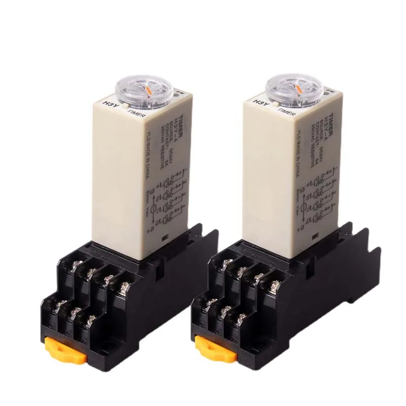 1Pc H3Y-4 AC110V 220V Power on Time Delay Relay Timer Switch 1S/5S/10S/30S/60S/5M/10M/30M/60M Delay Rotary Knob 