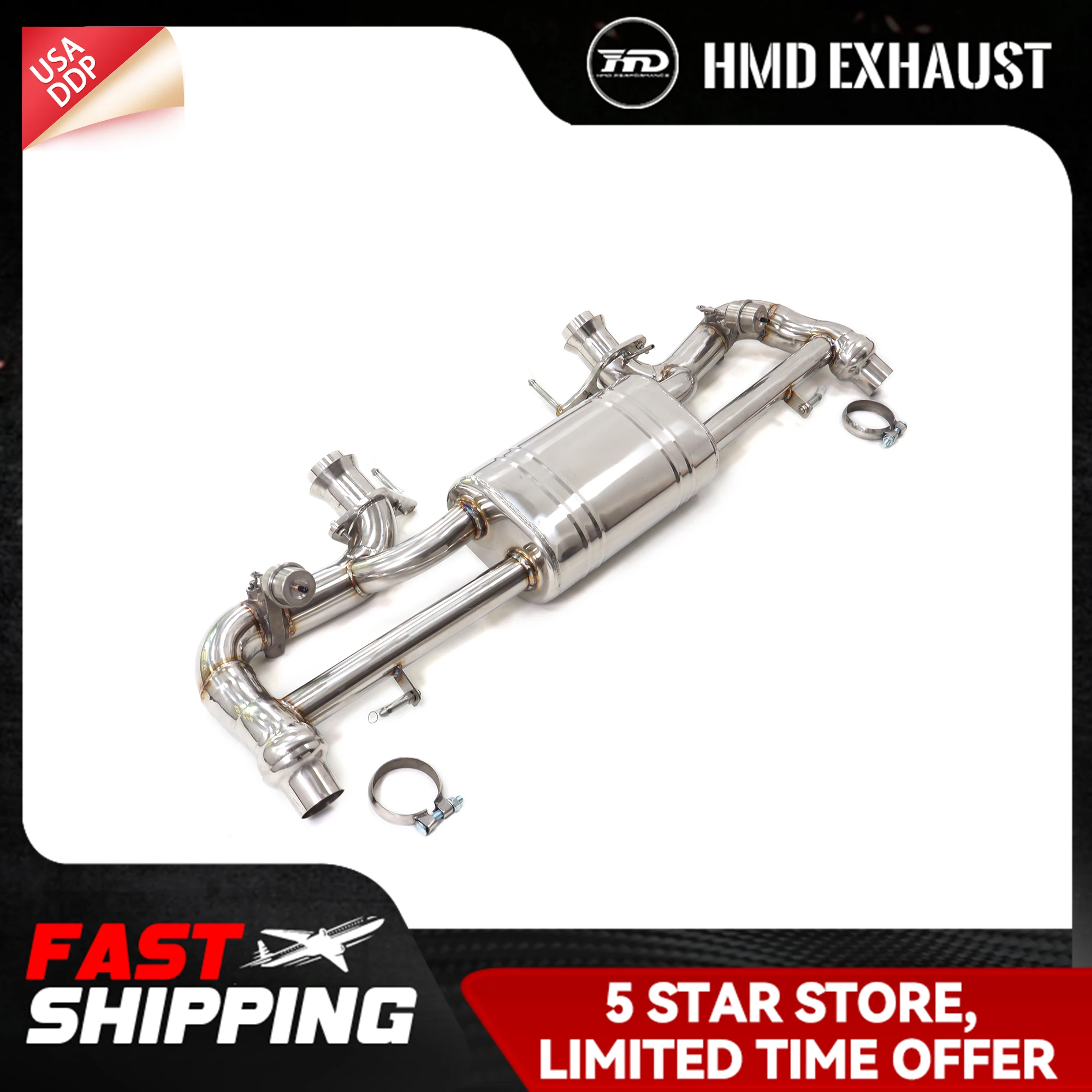 

HMD SUS304 for Aston Martin Vantage 4.7L Catback Exhaust pipe Non-destructive installation TIG manual welding Vacuum ﻿