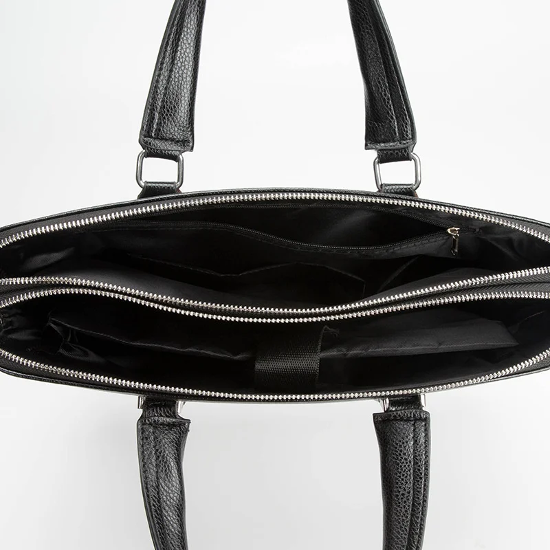 Sac à main en cuir PU à double fermeture éclair pour hommes d'affaires, sacs de messager pour hommes d'affaires, sac pour ordinateur portable de 14 pouces