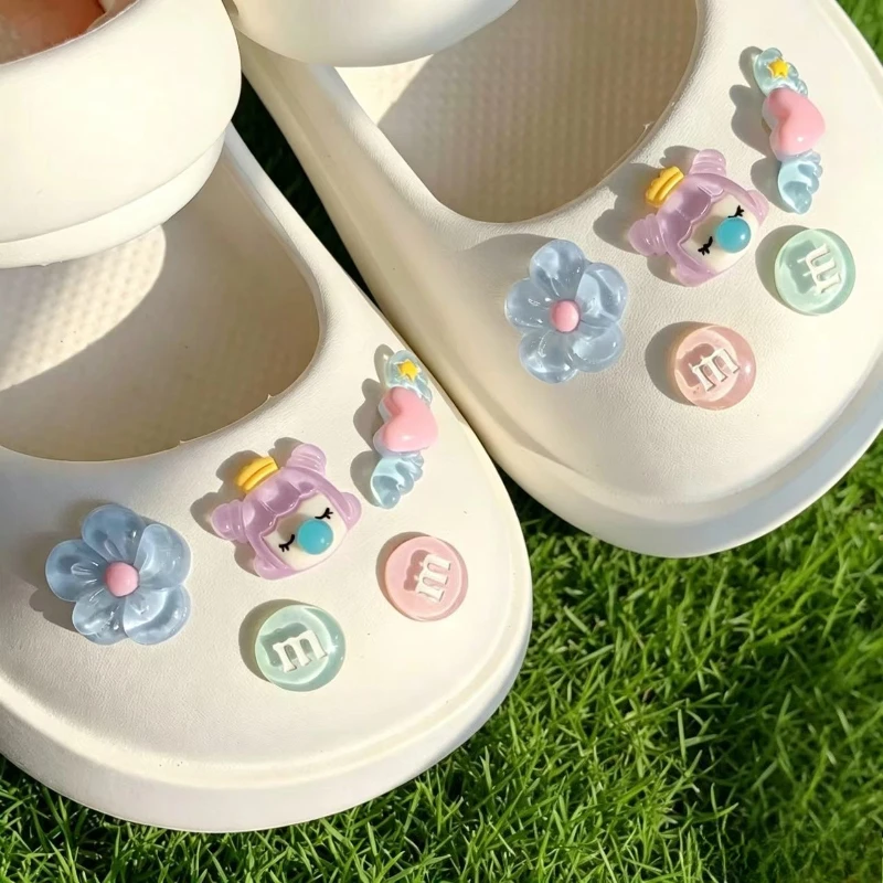 Cute Transparent Flower Candy Shoe Charms Set, Colorful DIY Clog Accessories, Aesthetic Shoe Decor Gift For Teen Girls Women