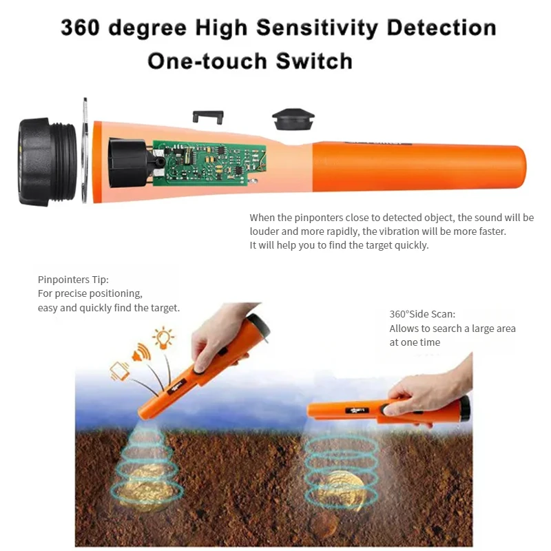 Pinpointer Metaaldetector GP-aanwijzer Professionele 360 ° Gold Finder Handheld Treasure Hunter Probe Positiestaven IP68 Waterdicht