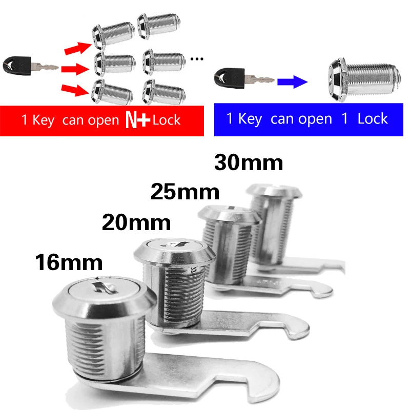 1PCS Drawer file cabinet metal cabinet cam lock longer 10MM 16mm 20mm 25mm 30mm 40mm tool cabinet equipment cabinet box lock